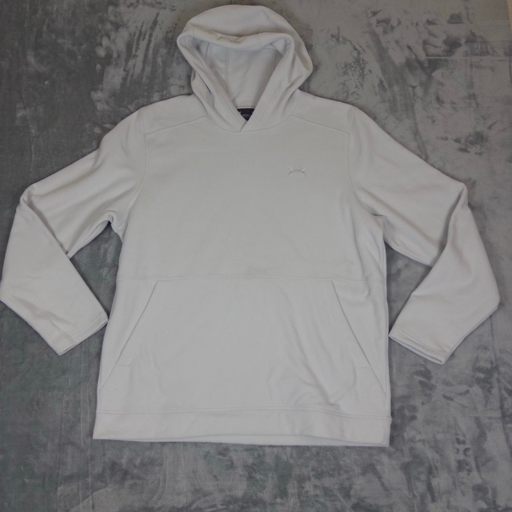 Under Armour Hoodie Mens XL Grey ColdGear Waffle Knit Pullover 1343265-009